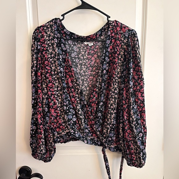 American Eagle Floral Ombré Long Sleeve Blouse Size XL - Picture 1 of 7